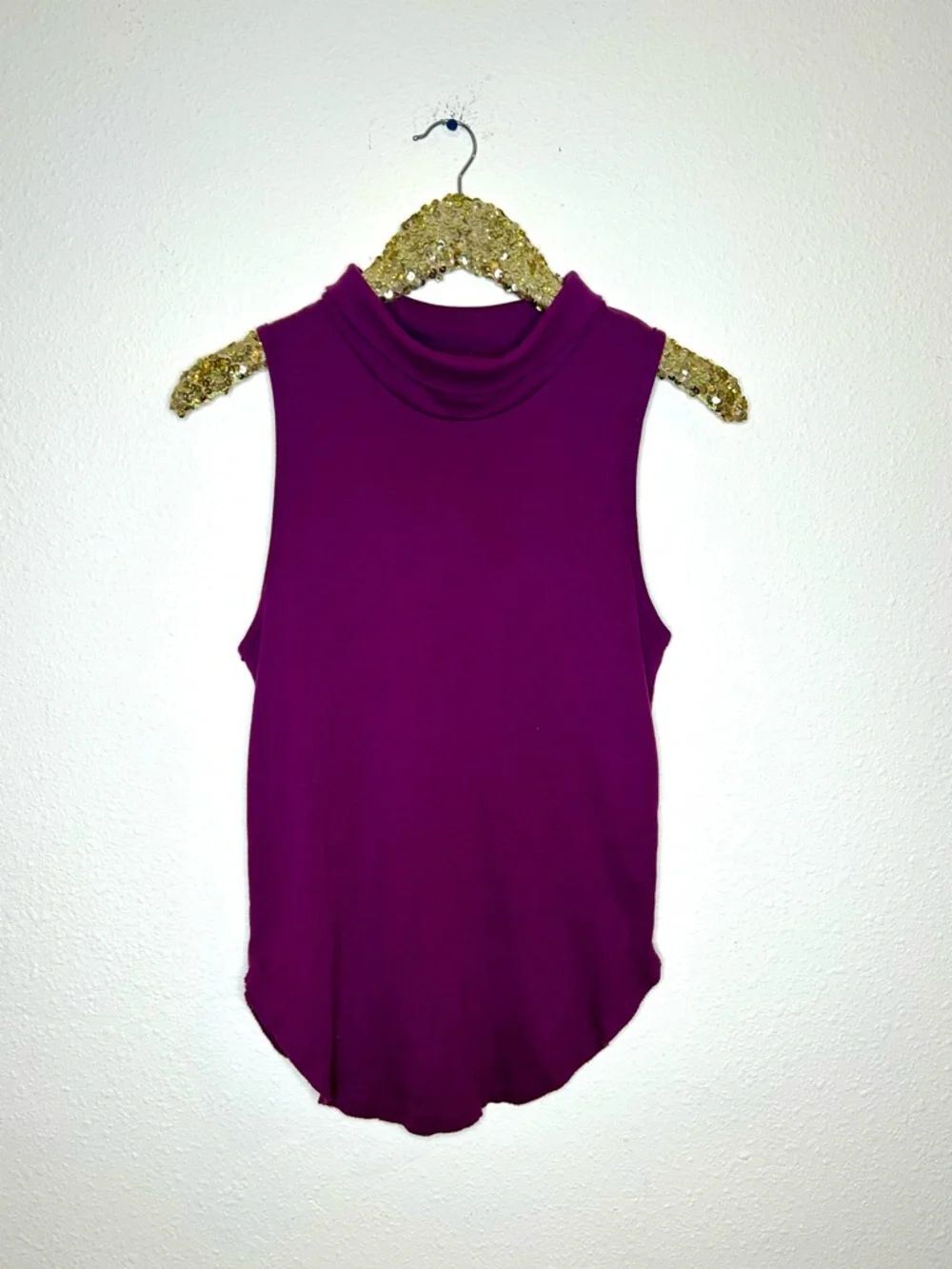 Free People Sleeveless Mock Neck Plum Tank S